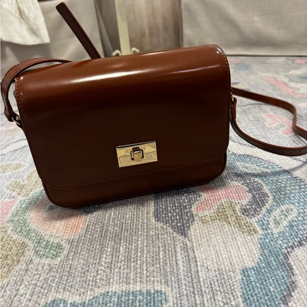J Crew Edie Camel Brown Italian Leather Crossbody Bag - Picture 1 of 7